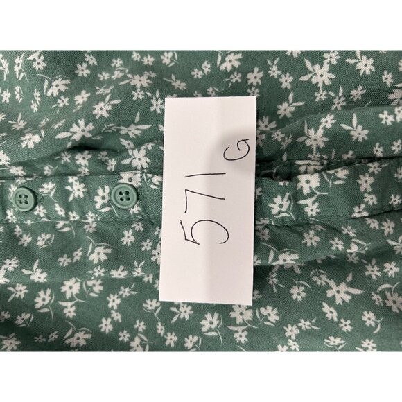 Green Floral Button-Front Short-Sleeve Dress Hesperus Sz M Y2K Coquette Feminine - Picture 7 of 8